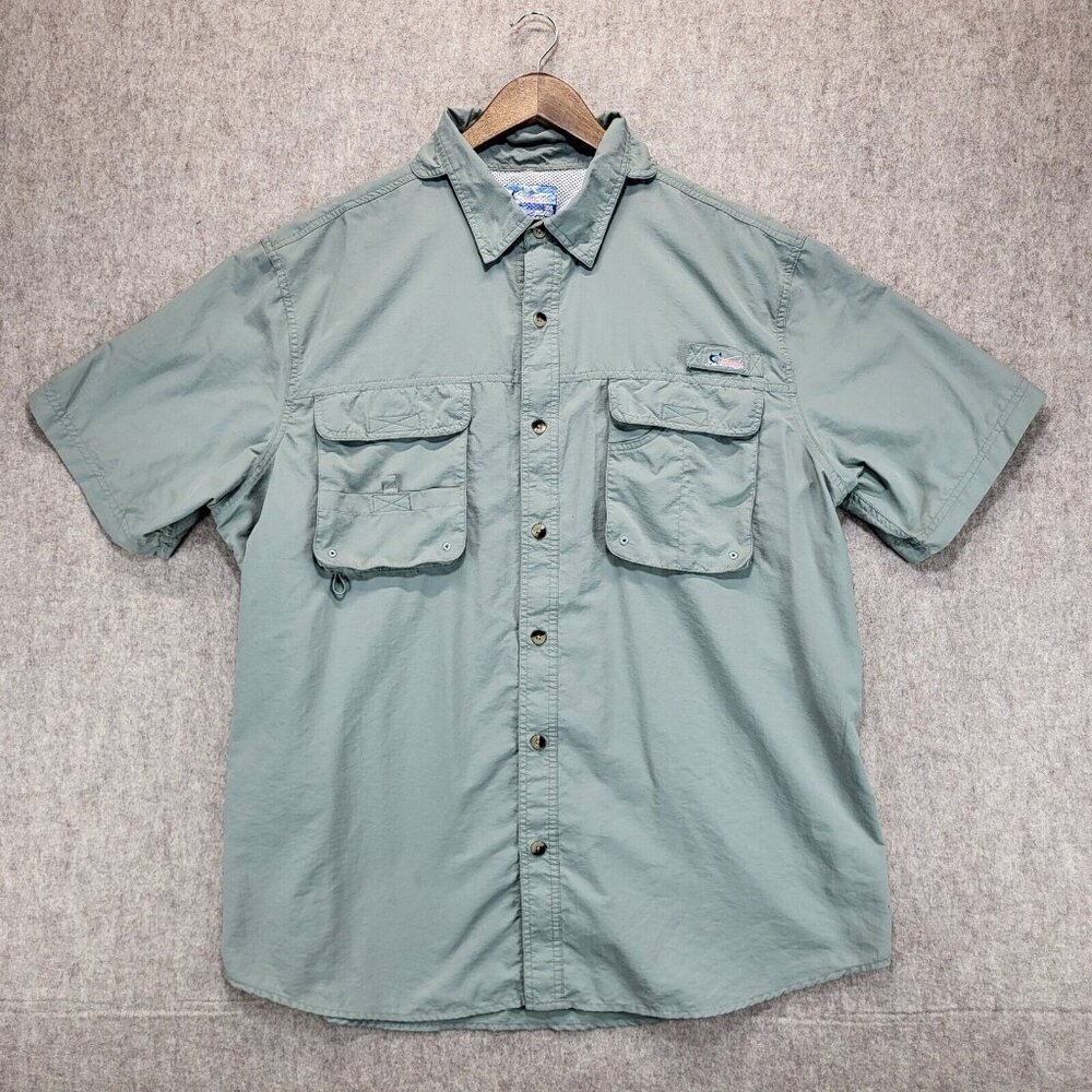 Worldwide Sportsman Fishing Shirt Mens 2XL Green Vented Fly Fishing Outdoors